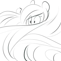 Size: 700x700 | Tagged: artist:goat train, coloratura, countess coloratura, derpibooru import, impossibly long hair, long hair, monochrome, safe, sketch, solo, the mane attraction
