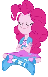 Size: 3668x5823 | Tagged: safe, artist:illumnious, derpibooru import, pinkie pie, equestria girls, rainbow rocks, .ai available, absurd resolution, adobe illustrator, balloon, boots, bracelet, clothes, crossed arms, eyes closed, high heel boots, simple background, sitting, skirt, smiling, solo, swag, transparent background, vector