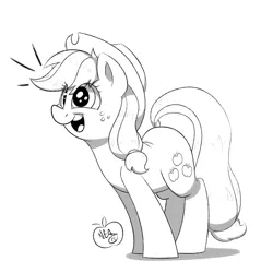 Size: 1280x1280 | Tagged: applejack, artist:notenoughapples, derpibooru import, happy, monochrome, open mouth, safe, sketch, smiling, solo