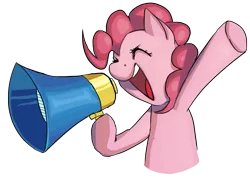 Size: 1319x937 | Tagged: artist:blu-red, derpibooru import, megaphone, pinkie pie, safe, solo