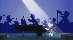 Size: 854x474 | Tagged: coloratura, derpibooru import, fancypants, lena hall, octavia melody, parish nandermane, rara, safe, screencap, stage, the magic inside, the mane attraction