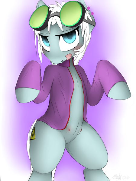 Size: 3000x4000 | Tagged: questionable, artist:majikplant420, derpibooru import, oc, oc:volt splicer, unofficial characters only, pony, bipedal, blushing, crotchboobs, female, nipples, nudity, solo, solo female, standing, teats