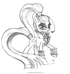 Size: 1992x2106 | Tagged: artist:lookmaidrew, coloratura, countess coloratura, derpibooru import, monochrome, safe, sketch, solo, that was fast, the mane attraction