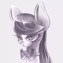 Size: 1500x1500 | Tagged: safe, artist:kaikoinu, derpibooru import, octavia melody, earth pony, pony, bow, female, mare, monochrome, simple background, solo