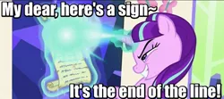 Size: 800x355 | Tagged: safe, derpibooru import, edit, edited screencap, screencap, starlight glimmer, pony, unicorn, the cutie re-mark, anastasia, don bluth, female, image macro, in the dark of the night, magic, mare, meme, pure unfiltered evil, scroll, solo, song reference, twilight's castle