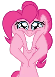 Size: 1800x2500 | Tagged: safe, artist:cheezedoodle96, derpibooru import, pinkie pie, pony, the mane attraction, .svg available, bipedal, excited, eye shimmer, faic, female, hooves on face, mare, simple background, smiling, solo, svg, transparent background, vector, wide eyes