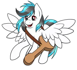 Size: 1949x1781 | Tagged: safe, artist:sugaryviolet, derpibooru import, oc, oc:turquoise splash, unofficial characters only, flying, guitar case, solo, spread wings