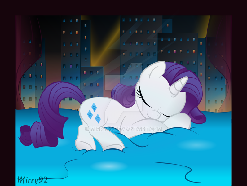 Size: 1024x771 | Tagged: artist:mirry92, cute, derpibooru import, manehattan, raribetes, rarity, safe, sleeping, solo, watermark