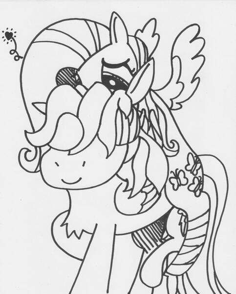 Size: 2260x2805 | Tagged: safe, artist:dragonpone, derpibooru import, fluttershy, rainbow dash, broken leg, covering eyes, female, flutterdash, heart, lesbian, monochrome, ponies riding ponies, shipping, traditional art