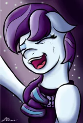 Size: 693x1022 | Tagged: artist:johesy, clothes, coloratura, derpibooru import, eyes closed, open mouth, rara, safe, scene interpretation, signature, singing, solo, teary eyes, that was fast, the magic inside, the mane attraction