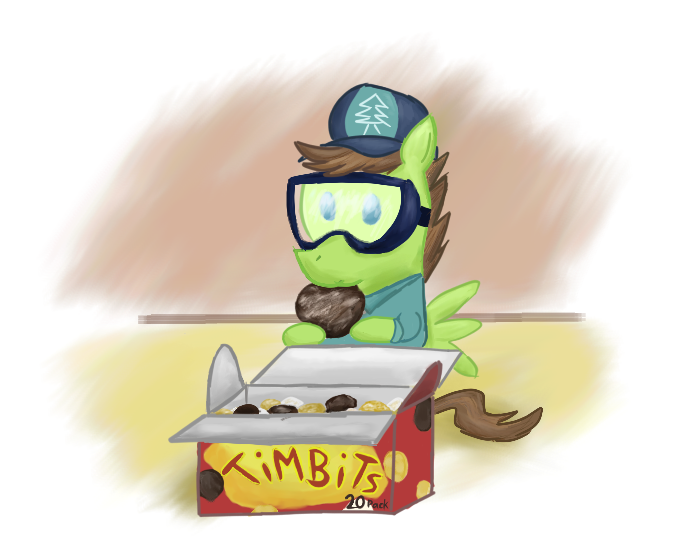 Size: 700x560 | Tagged: artist:pacificgreen, box, bread, derpibooru import, donut, douglas spruce, eating, evergreen, food, safe, solo, timbits, tim hortons