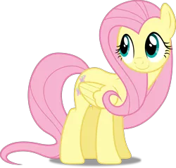 Size: 5263x5000 | Tagged: safe, artist:dashiesparkle, artist:hawk9mm, derpibooru import, fluttershy, pegasus, pony, the hooffields and mccolts, .svg available, absurd resolution, cute, female, inkscape, mare, ponyscape, shyabetes, simple background, smiling, solo, transparent background, vector, when she smiles