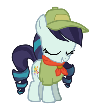 Size: 326x371 | Tagged: artist:limedazzle, coloratura, derpibooru import, filly, rara, safe, scout uniform, solo, the mane attraction, younger