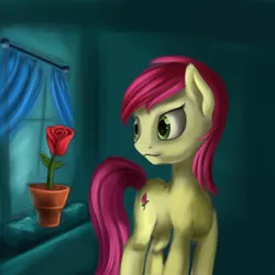 Size: 3000x3000 | Tagged: artist:vell221, derpibooru import, flower, flower pot, rose, roseluck, safe, solo, window