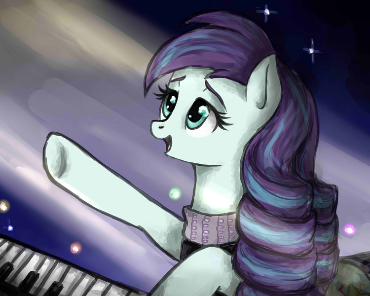 Size: 5000x4000 | Tagged: safe, artist:denigirl, derpibooru import, coloratura, pony, the mane attraction, female, i am just a pony, mare, open mouth, piano, raised hoof, rara, solo