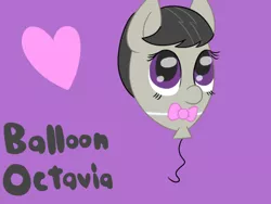 Size: 500x375 | Tagged: artist:askkensake, ask balloon octavia, balloon pony, cute, derpibooru import, heart, inanimate tf, octavia melody, purple background, safe, simple background, smiling, solo, tavibetes, transformation, wat