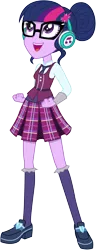 Size: 5000x13000 | Tagged: safe, artist:caliazian, derpibooru import, edit, vector edit, sci-twi, twilight sparkle, equestria girls, friendship games, .ai available, absurd resolution, adobe illustrator, clothes, crystal prep academy, crystal prep academy uniform, crystal prep shadowbolts, fist, headphones, implied vinyl scratch, listening, music, open mouth, pleated skirt, school uniform, simple background, singing, skirt, solo, transparent background, vector, what more is out there