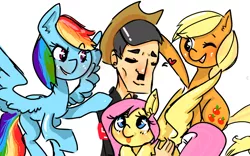 Size: 1280x800 | Tagged: 8chan, adolf hitler, applejack, cuddling, derpibooru import, fluttershy, /pone/, rainbow dash, safe, snuggling