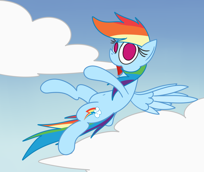 Size: 1735x1460 | Tagged: safe, artist:mr. rottson, derpibooru import, rainbow dash, belly button, cloud, sky, solo