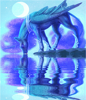 Size: 300x348 | Tagged: animated, artist:begasus, classical unicorn, derpibooru import, leonine tail, moon, nightmare moon, safe, solo, water