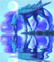 Size: 300x348 | Tagged: animated, artist:begasus, classical unicorn, derpibooru import, leonine tail, moon, nightmare moon, safe, solo, water