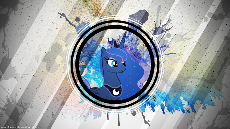 Size: 1920x1080 | Tagged: safe, artist:alexiy777, artist:fillynix-artz, derpibooru import, princess luna, alicorn, pony, female, mare, paint splatter, smiling, solo, vector, wallpaper