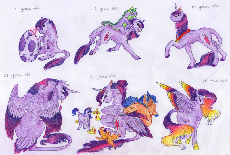Size: 6600x4464 | Tagged: safe, artist:dawn22eagle, derpibooru import, flash sentry, twilight sparkle, twilight sparkle (alicorn), oc, oc:evening tune, oc:morning star, alicorn, classical unicorn, dragon, pony, unicorn, absurd resolution, colored hooves, colored wings, colored wingtips, dragons riding ponies, egg, female, flashlight, future, horn ring, immortality blues, leonine tail, male, multicolored wings, next generation, offspring, parent:flash sentry, parent:twilight sparkle, parents:flashlight, realistic horse legs, riding, shipping, spike's egg, straight, tail feathers, traditional art, unicorn twilight