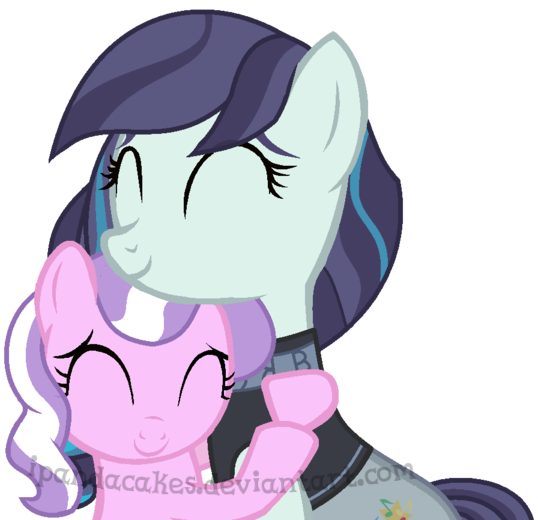 Size: 538x520 | Tagged: safe, artist:ipandacakes, derpibooru import, coloratura, diamond tiara, the mane attraction, cute, diamondbetes, eyes closed, hug, rara, rarabetes, smiling, story included, tiaralove