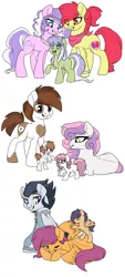 Size: 1200x2664 | Tagged: safe, artist:rainbowdrool, derpibooru import, apple bloom, diamond tiara, pipsqueak, rumble, scootaloo, sweetie belle, oc, oc:crispin apple, oc:pippin, oc:rock revo, oc:tumble cloud, crusaders of the lost mark, alternate hairstyle, bandana, cutie mark, cutie mark crusaders, diamondbloom, female, lesbian, magical lesbian spawn, male, necklace, offspring, older, older apple bloom, older diamond tiara, older rumble, older scootaloo, older sweetie belle, parent:apple bloom, parent:diamond tiara, parent:pipsqueak, parent:rumble, parent:scootaloo, parent:sweetie belle, parents:diamondbloom, parents:rumbloo, parents:sweetiesqueak, rumbloo, shipping, simple background, straight, sweetiesqueak, the cmc's cutie marks, tracksuit, white background