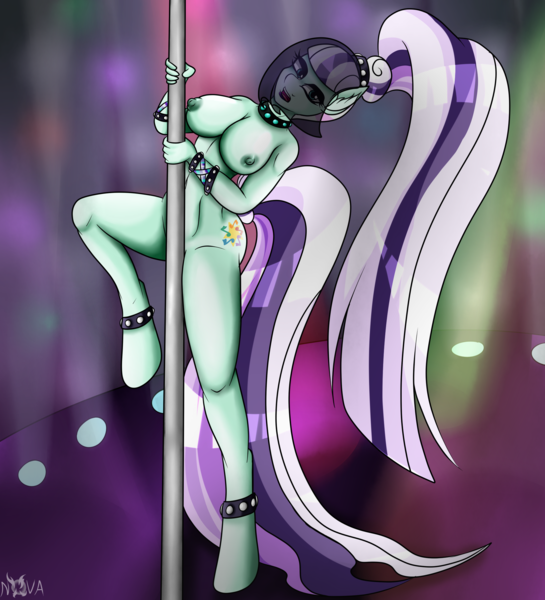 Size: 2000x2200 | Tagged: anthro, artist:novaspark, breasts, busty coloratura, coloratura, countess coloratura, derpibooru import, female, nipples, nudity, questionable, solo, solo female, stripper pole, the mane attraction