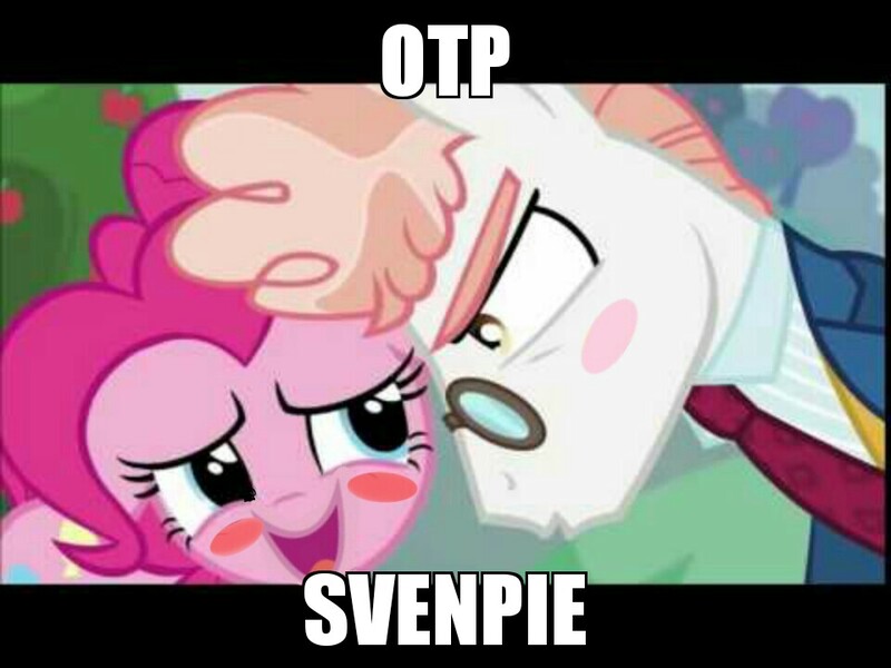 Size: 960x720 | Tagged: safe, derpibooru import, pinkie pie, svengallop, the mane attraction, blushing, blush sticker, female, male, shipping, straight, svenpie