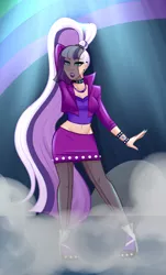 Size: 1000x1655 | Tagged: artist:emberfan11, belly button, bellyring, clothes, coloratura, countess coloratura, derpibooru import, human, humanized, lipstick, midriff, nail polish, piercing, safe, skirt, solo, the mane attraction