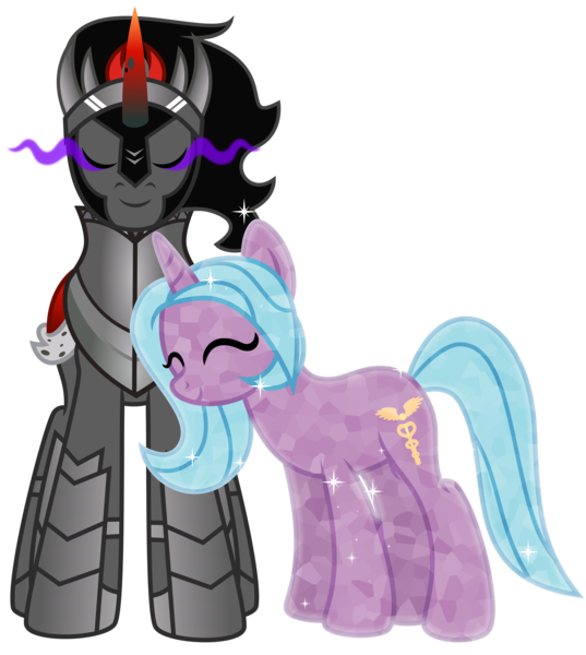 Size: 8500x9500 | Tagged: safe, artist:osipush, derpibooru import, idw, king sombra, radiant hope, crystal pony, pony, fiendship is magic, absurd resolution, armor, cape, clothes, dark magic, eyes closed, female, hopebra, idw showified, inkscape, magic, male, shipping, simple background, sombra eyes, straight, transparent background, vector