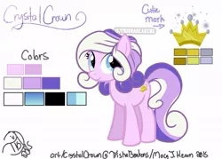 Size: 1055x757 | Tagged: safe, artist:trishabeakens, derpibooru import, oc, oc:crystal crown, unofficial characters only, cute, reference sheet, solo