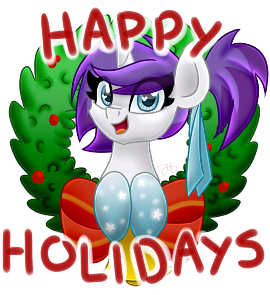 Size: 1500x1635 | Tagged: artist:partylikeanartist, bell, bow, christmas, cute, derpibooru import, gradient hooves, happy holidays, holly, merry christmas, oc, oc:indigo wire, ponytail, ribbon, safe, simple background, solo, transparent background, unofficial characters only, wreath, ych result