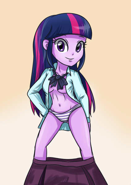 Size: 2480x3507 | Tagged: suggestive, artist:sumin6301, derpibooru import, twilight sparkle, twilight sparkle (alicorn), equestria girls, abs, adorasexy, belly button, bowtie, braless, breasts, busty twilight sparkle, clothes, cute, dress shirt, female, looking at you, panties, pleated skirt, sexy, shirt, skirt, solo, solo female, striped underwear, stripping, underwear