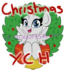 Size: 1500x1635 | Tagged: advertisement, artist:partylikeanartist, bell, bow, christmas, derpibooru import, holly, oc, ribbon, safe, simple background, solo, transparent background, unofficial characters only, wreath, your character here