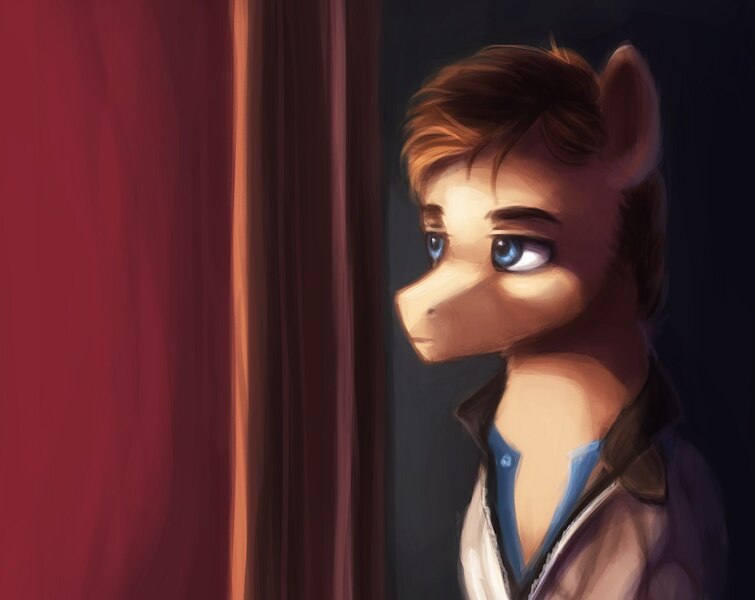 Size: 1171x931 | Tagged: safe, artist:annielith, derpibooru import, ponified, pony, drive, looking away, ryan gosling, solo