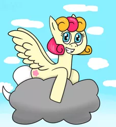 Size: 602x661 | Tagged: safe, artist:b-cacto, derpibooru import, oc, oc:lola cloudmaker, unofficial characters only, pegasus, pony, cloud, sky, solo