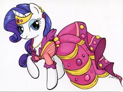 Size: 800x597 | Tagged: safe, artist:jenkiwi, derpibooru import, rarity, pony, unicorn, clothes, dress, female, gala dress, mare, simple background, traditional art, white background