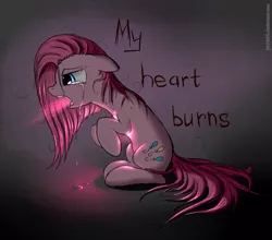 Size: 1432x1260 | Tagged: artist:junkiekb, crying, dark, derpibooru import, glow, pinkamena diane pie, pinkie pie, safe, solo