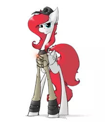 Size: 989x1152 | Tagged: safe, artist:sinrar, derpibooru import, oc, oc:air raid, unofficial characters only, pegasus, pony, fallout equestria, fallout equestria: outlaw, cap, clothes, enclave, hat, solo, wings