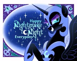 Size: 750x598 | Tagged: artist:brendahickey, derpibooru import, grin, nightmare moon, nightmare night, safe, smug, solo, source needed, useless source url