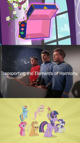 Size: 668x1196 | Tagged: applejack, bone, crossover, deforest kelley, derpibooru import, elements of harmony, fluttershy, james doohan, leonard mccoy, leonard nimoy, montgomery scott, pinkie pie, rainbow dash, rarity, safe, scotty, screencap, spock, star trek, star trek (tos), the return of harmony, twilight sparkle