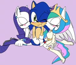 Size: 1024x880 | Tagged: anthro, artist:winxsonicfan12, crossover, derpibooru import, female, interspecies, male, princess celestia, rarisonic, rarity, safe, shipping, simple background, sonicified, soniclestia, sonic the hedgehog, sonic the hedgehog (series), straight, watermark