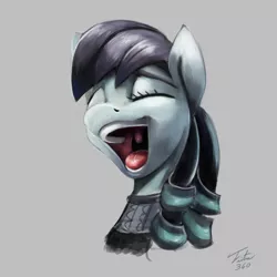 Size: 900x900 | Tagged: safe, artist:tsitra360, derpibooru import, coloratura, earth pony, pony, the mane attraction, clothes, eyes closed, female, gray background, mare, open mouth, practice drawing, quickie, rara, signature, simple background, singing, solo, speedpaint, the magic inside, uvula