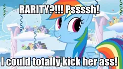 Size: 639x360 | Tagged: safe, derpibooru import, edit, derpy hooves, dizzy twister, lightning bolt, merry may, orange swirl, rainbow dash, rainbowshine, white lightning, pegasus, pony, female, fight, image macro, implied violence, mare, meme, solo, ultimate showdown of ultimate destiny