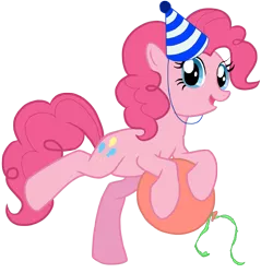 Size: 3000x3000 | Tagged: safe, artist:face-of-moe, derpibooru import, pinkie pie, balloon, hat, hoof hold, party hat, solo