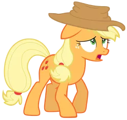 Size: 7400x7000 | Tagged: absurd resolution, applejack, artist:tardifice, cowboy hat, derpibooru import, dizzy, freckles, hat, hearthbreakers, open mouth, photoshop, safe, simple background, solo, stetson, transparent background, vector