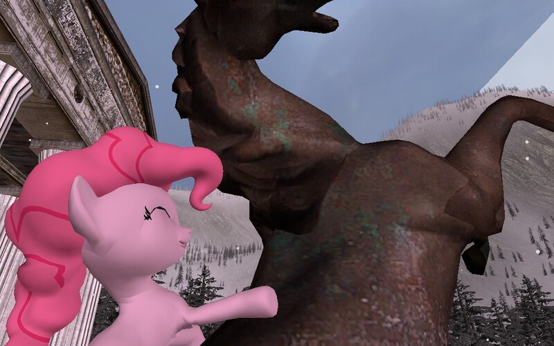 Size: 1024x640 | Tagged: 3d, artist:sandwich, derpibooru import, gmod, pinkie pie, safe, solo, statue